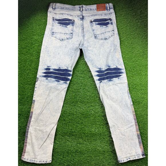 Bleecker & Mercer Mens Jeans 40x34 Slim Fit Angel Print Distressed Denim Pants - Picture 4 of 10